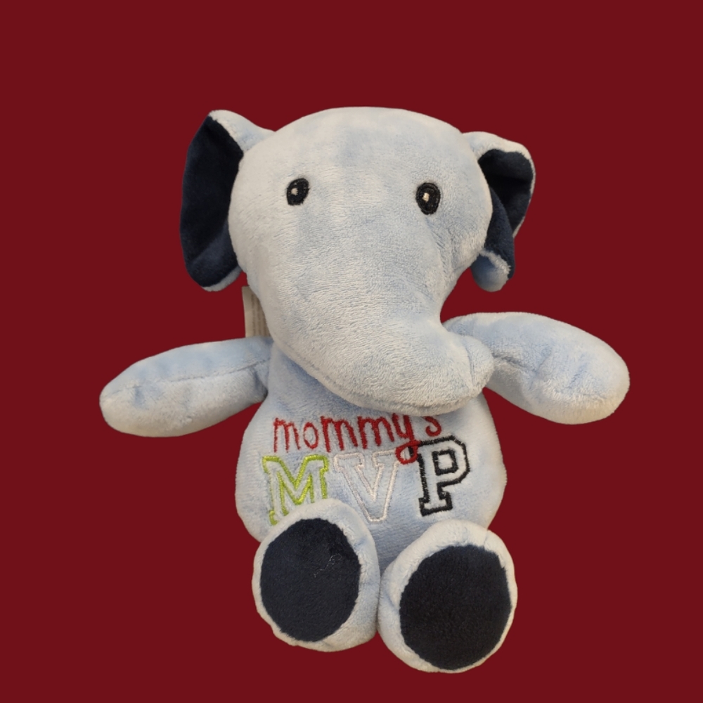 ✓Baby Starters Mommy's MVP Adorable Blue Elephant Rattle Lovey Plush 9"